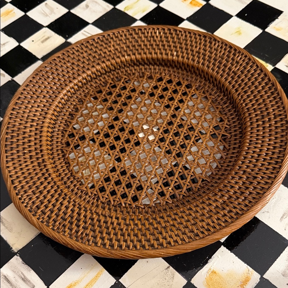 Elegant Brown Woven Plate Crate and Barrel set of 8